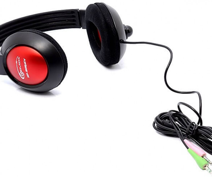 Наушники Gemix HP-808MV Black, 2 x Mini jack (3.5 мм), накладные, выдвижной микрофон, кабель 2.4 м